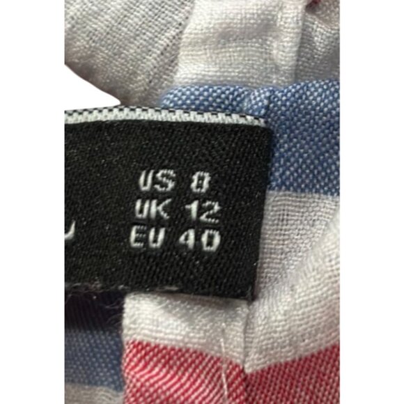 Striped Ruffle Hem Cropped Camisole Top Red/White/Blue Womens Size 8 By Lizaful - Picture 6 of 10